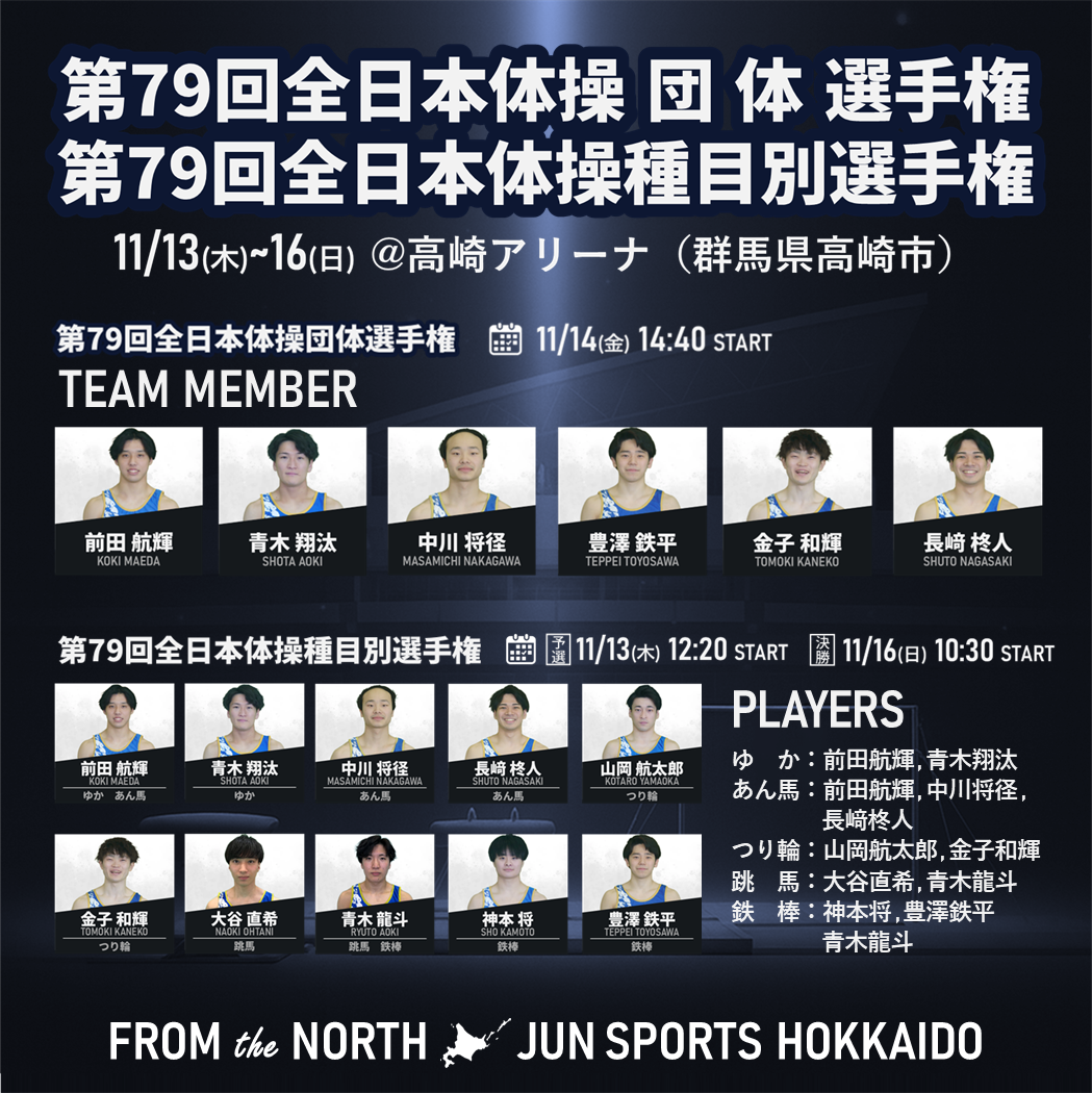 第79回全日本体操団体・種目別選手権｜ 北から、挑む。ジュンスポーツ北海道、再び全国の舞台へ